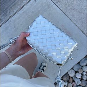 Silver bottega style bag